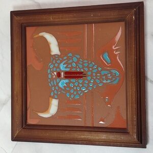 Vintage Cleo Teissedre "Buffalo Skull" Ceramic Tile Trivet